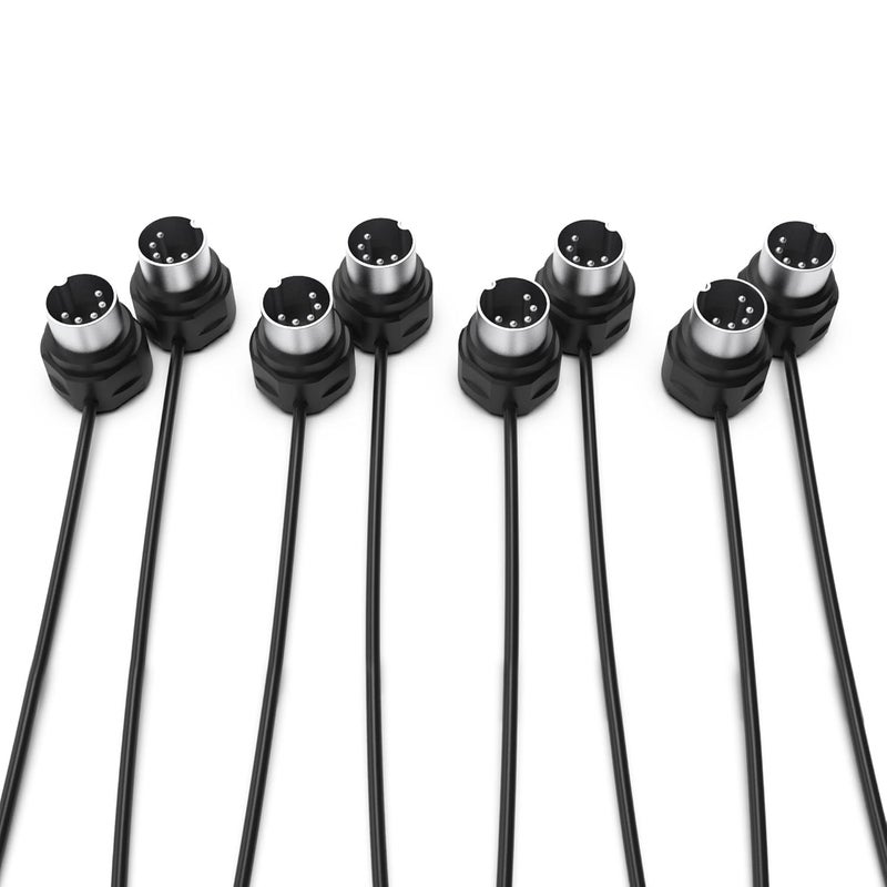 C M E MIDI Cable 4-Pack - 3FT / 90cm, 5-pin DIN, Low-Profile - Mirrored 45-Degree Angled Ultra-Thin Plugs for Compact Spaces - Ideal for MIDI Interface, Pedalboard, Keyboard - Image 1